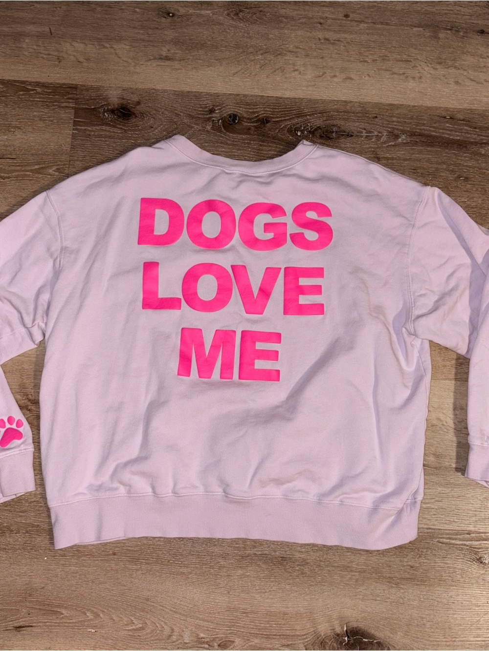 Wildfox Light Purple Sweatshirt with Hot Pink "DOGS LOVE ME" Back Print